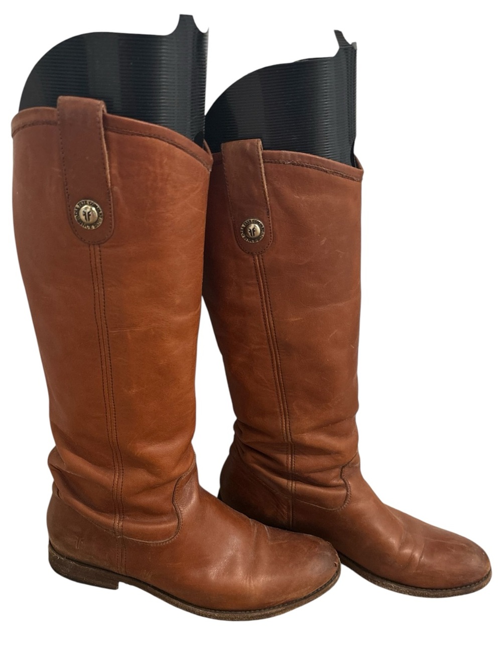 Frye Melissa Button Tall Leather Riding Boots Cognac Academia Equestrian Size7.5